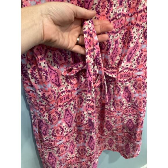 Cynthia Rowley Womens Linen Shirt Dress Size 6 Pink Classic Preppy Beachy Career - Picture 8 of 9